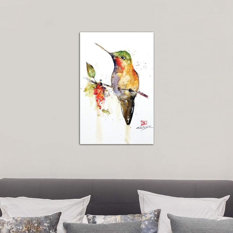 Colibri sur une branche - impression, Toile tendue, H 18 po x l 26 po x P 1,5 po