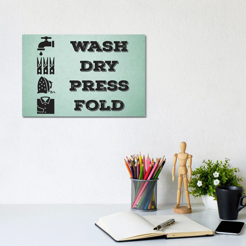 Laundry Mint II by Melody Hogan - Wrapped Canvas Print, 20.32 cm H x 30.48 cm W
