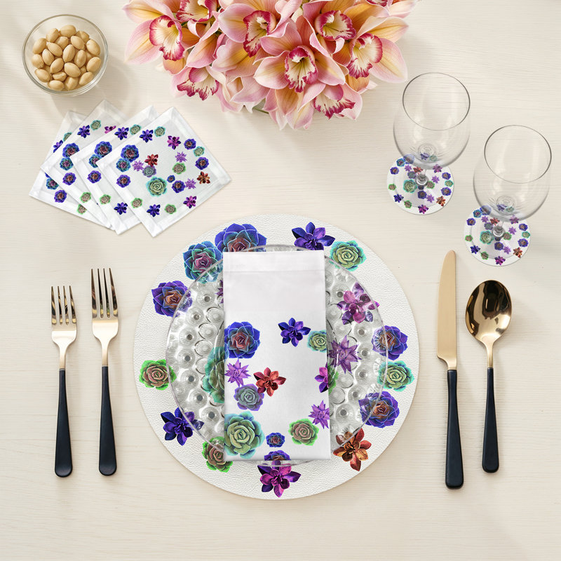 Sous-verres ronds en cuir végétalien Succulents Intenso, Intenso