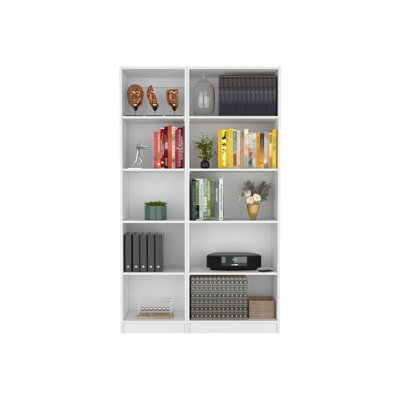 2 Piece Home Bookcase set, 42" Wide with 10 Shelves, Living Room Set