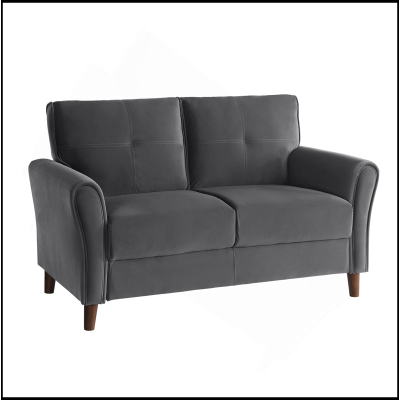 Mobilier de salon moderne capitonné en velours gris rembourré 1pc, Gris
