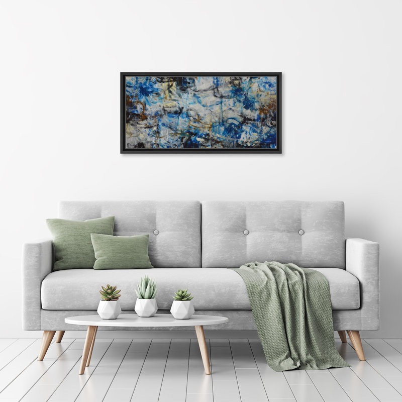 «White Water» par Norman Wyatt Jr. - peinture à cadre flottant, H 30 po x l 60 po x P 1,5 po