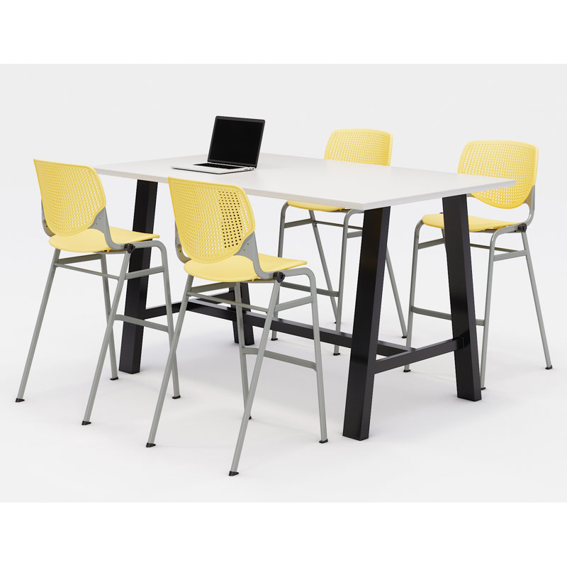 Ensemble de table de réunion et de chaises Midtown, H 41 po x L 72 po x P 36 po, Blanc de designer, Jaune