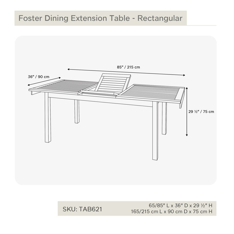 Table de salle à manger Ellie-Maye, L 35,50 po x L 65 po x H 29,50 po