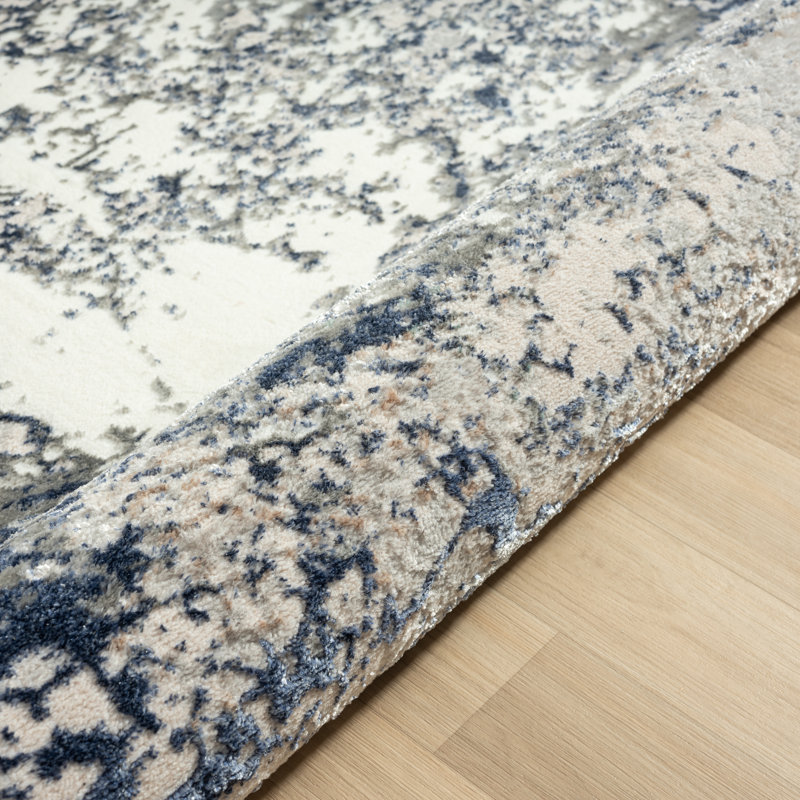 Tapis bleu / gris / brun Ezra, Tapis de couloir 2 pi 6 po x 8 pi