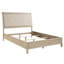 Cadre de grand lit beige avec tête de lit tapissier en similicuir de style classique et rails pour la chambre à coucher-129909197