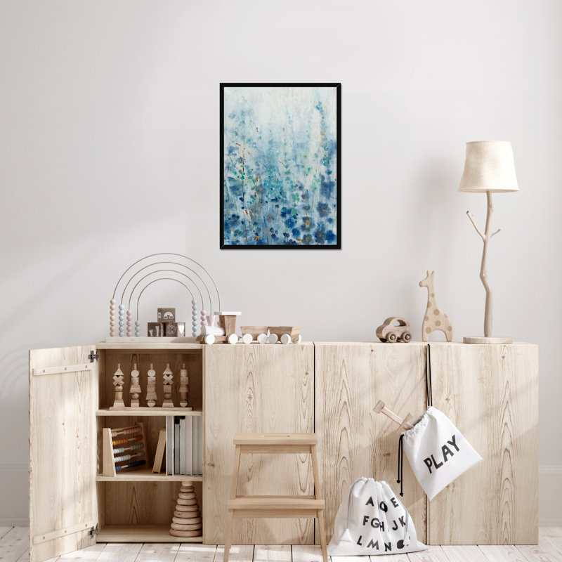 Misty Blooms I - Painting, Black Single Picture Framed Paper, 50cm H x 34cm W