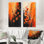 «Burning Wildflowers in Orange Expressionism I - Nature», art mural surdimensionné en métal, ensemble de 2