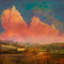 « pastoral coucher de soleil » par chris exercice, reproduction d’art sur toile tendue-16030411