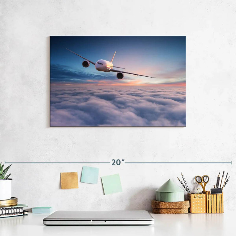 Mehar Approaching Airplane, 8" H x 12" W