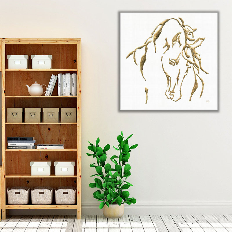 Gilded Stallion on White - Canvas Print Wall Art, 30" H x 30" W