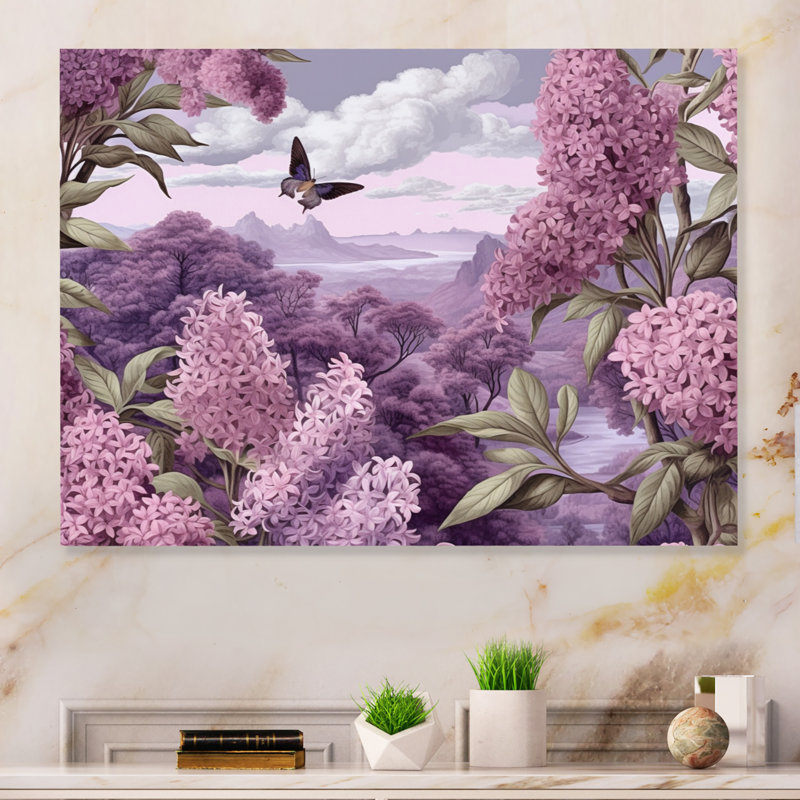 Lilas mauves parfumés, art mural en métal Lilas, H 30 po x l 40 po x P 1 po