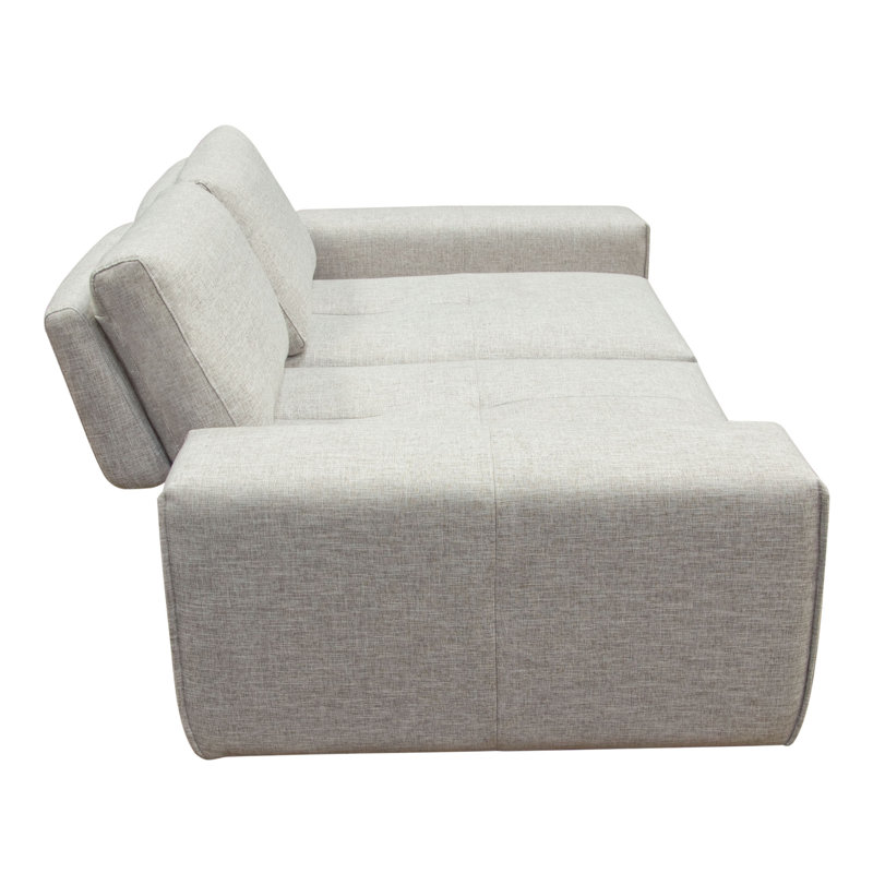 Light Brown Fabric Modular 2-Seater Sofa with Adjustable Backrests