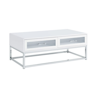 Leominster Coffee Table with LED and Battery Pack in Glossy White