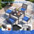 Camrynne 5-Piece Steel Patio Outdoor Dining Set With Square Table, Patio Table and Chairs