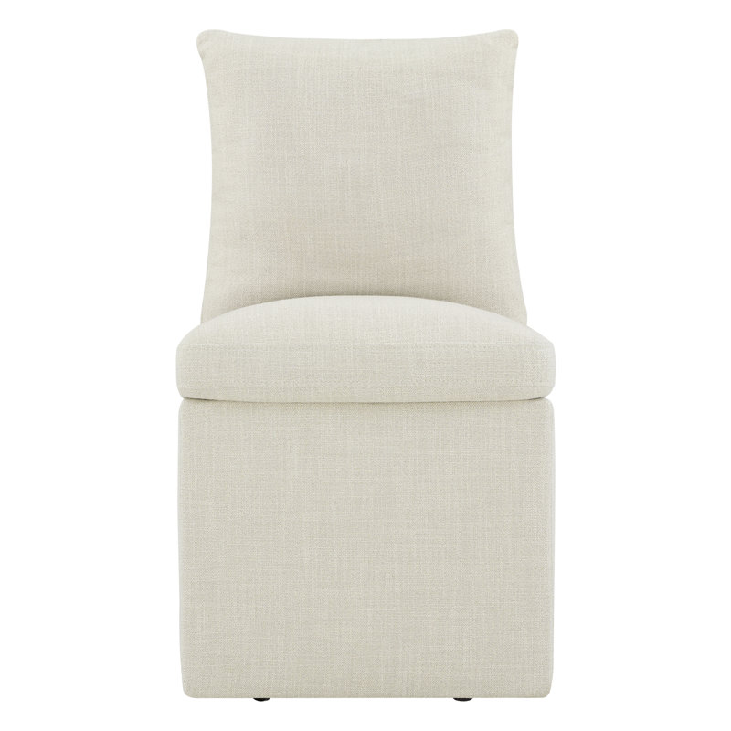 Chaise d'appoint rembourrée avec rangement caché et roulettes Helmetta, Linen
