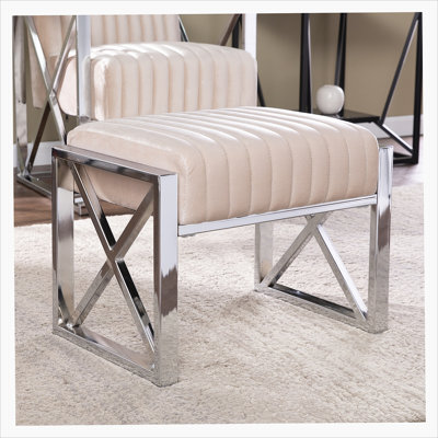 Repose-pieds Ellison Velveteen, champagne et chrome