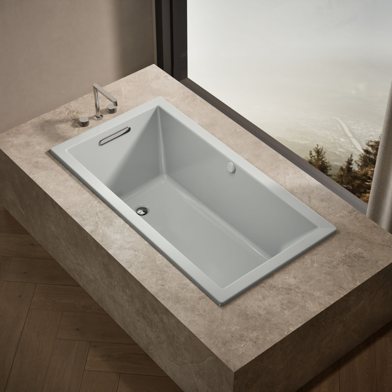 Underscore 60" x 32" Drop In Whirlpool with Heater, Ice Grey