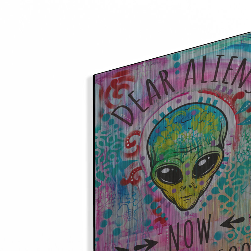 Art mural en métal Trinx «Dear Aliens» par Dean Russo, H 16 po x l 12 po