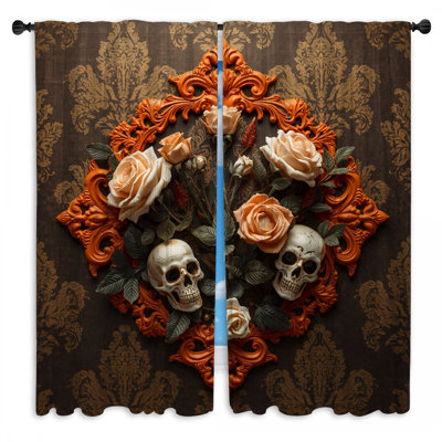 Rideaux de fenêtre Ornate Skull Roses