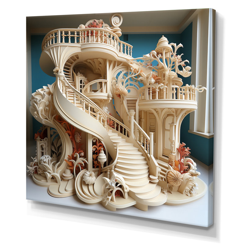 Escalier en colimaçon architectural I, H 24 po x l 24 po x P 1 po, Toile tendue