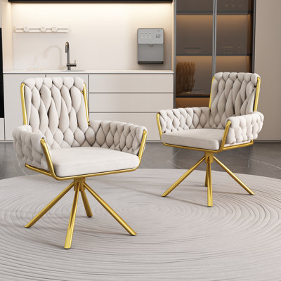 Avakate 46cm H Velvet Upholstered Metal Armchair