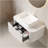 36" Bathroom Vanity&Sink, Floating Curved Edges Striped Bathroom Storage Cabinet With Drawer, White Rectangular Ceramic Basin&Carrara White Sintered Stone Top, Pre-Assembled, White Color-1800696664-1800696666
