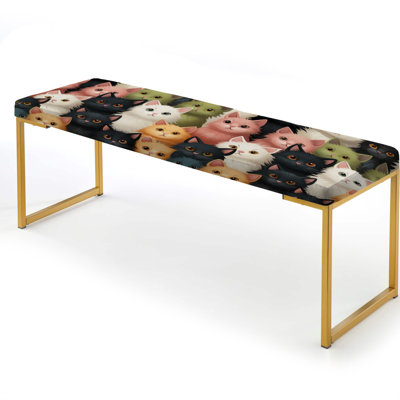 Nochum - Animal Print Upholstered Gold Bench