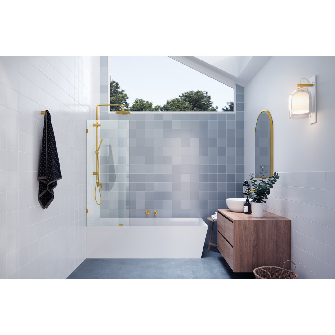 Vela 23.5 in. x 58.25 in. Frameless Single Fixed Bath Panel Glass Warehouse