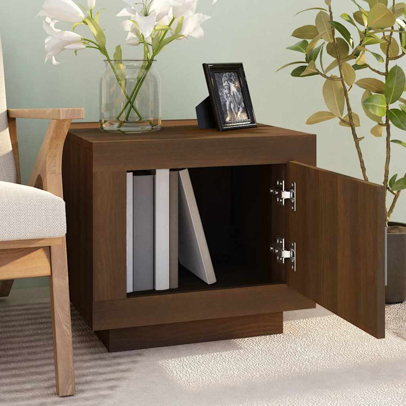 Jahna Solid Coffee Table with Storage, Brown Oak