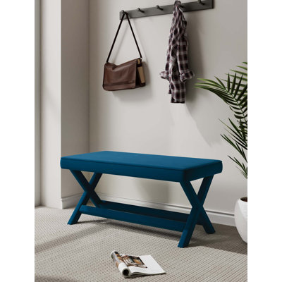 Repose-pieds bleu en velours Abigail Mid-Century