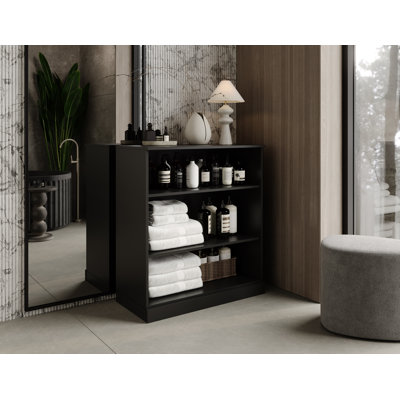 Armoire de salle de bain 100% bois massif avec tablettes réglables