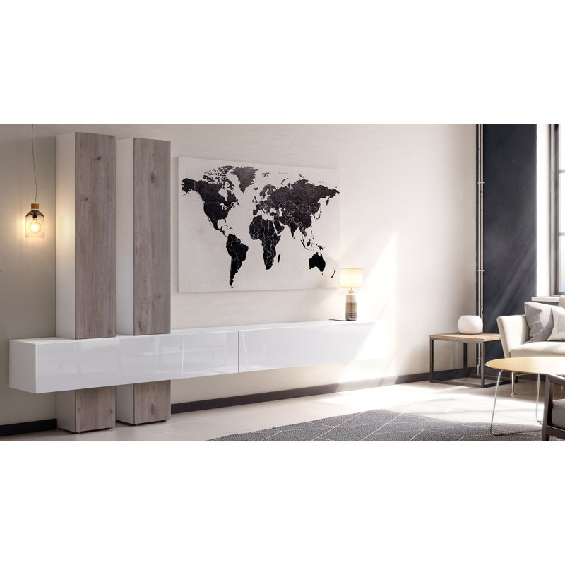 Ajo TV Stand, Nordic Oak/White