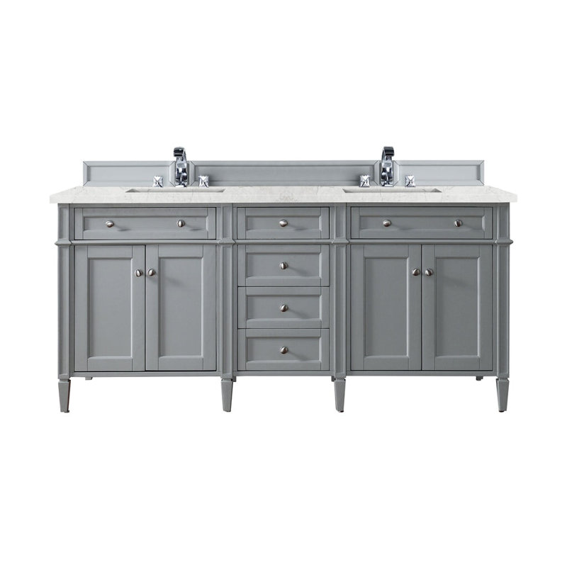 Brittany 72" W Double Vanity, Eternal Jasmine Pearl, Urban Gray, 8" Widespread