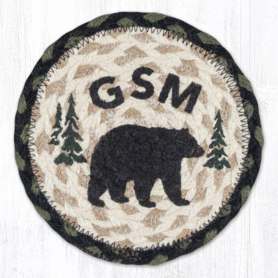  GSM Bear Lodge Cabin Coaster Durable 7" H Round Braided Jute Accent