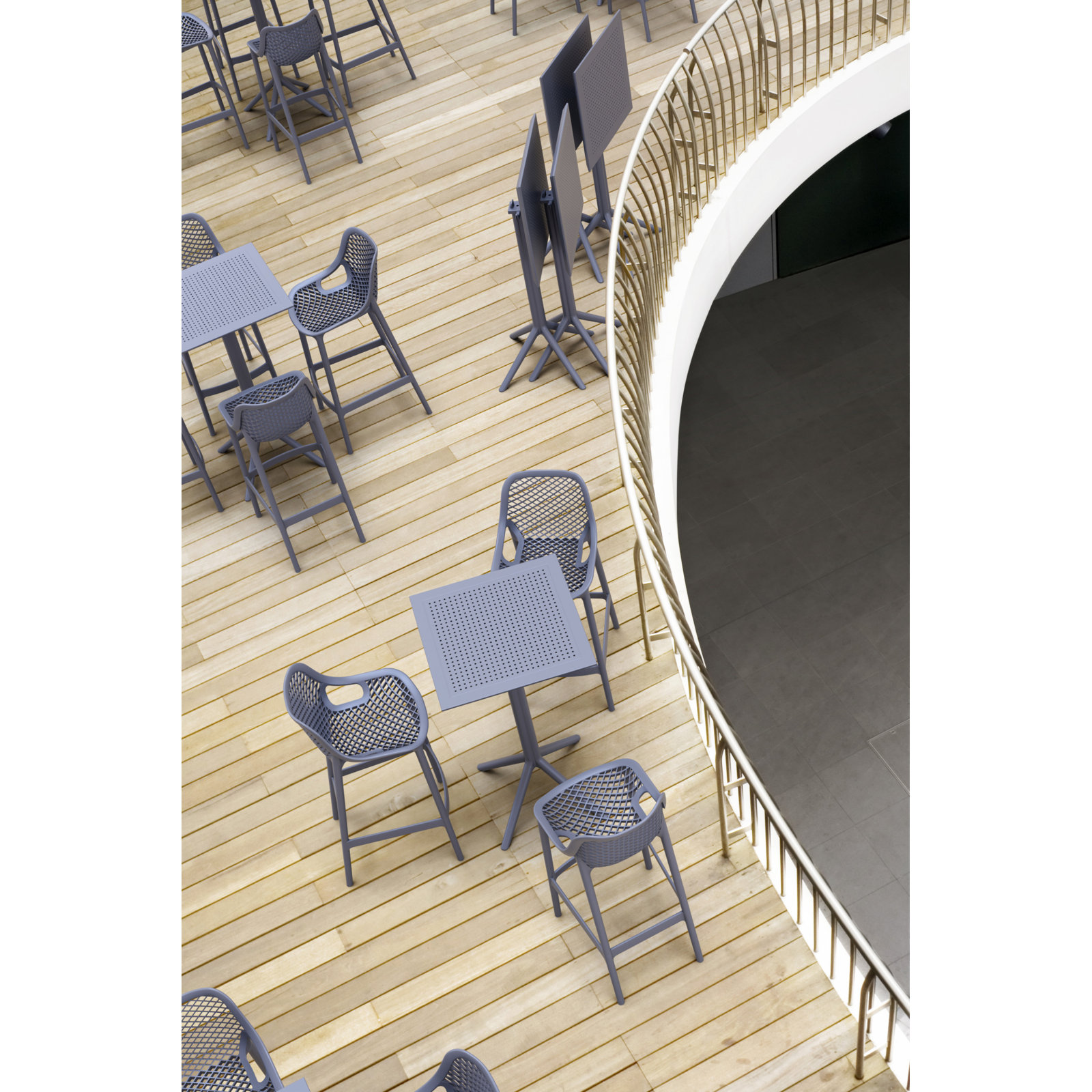 Farrah Folding Plastic Bar Table, Dark Gray