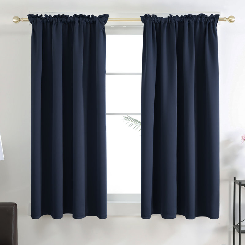 Harlowe Room Darkening Curtain Pair, 38" W x 63" L, Navy Blue