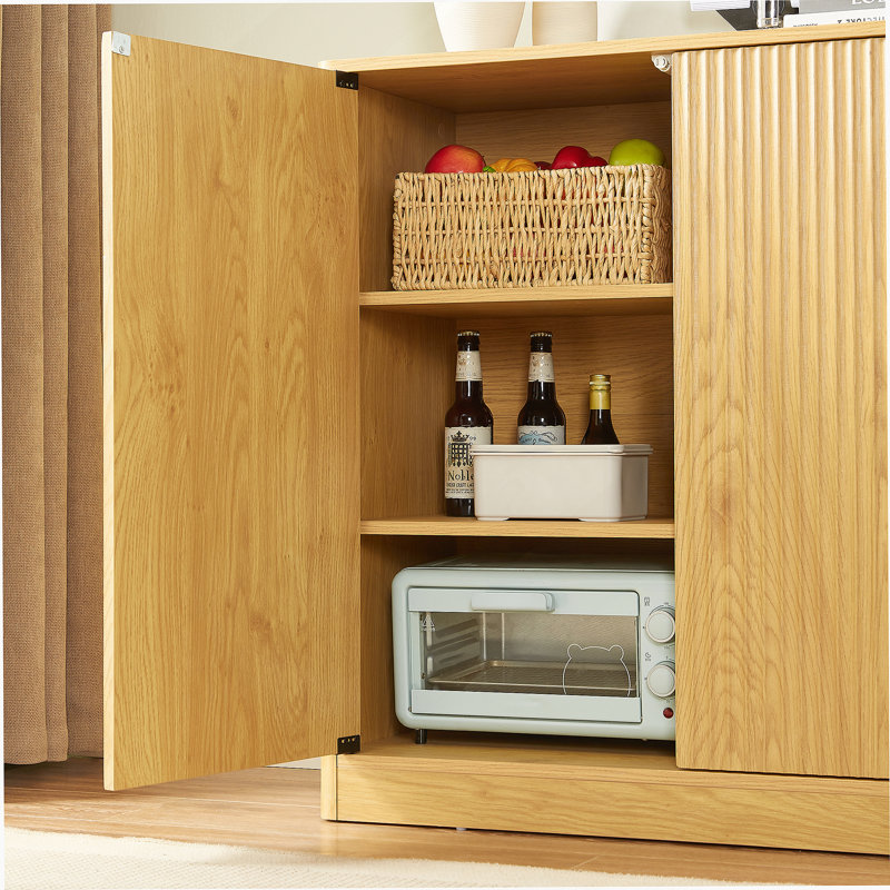 Buffet ondulé moderne de 31,5 pouces, armoire de rangement incurvée de conception contournée, armoire à 2 portes avec fonction de rangement, convenant à la cuisine / chambre à coucher / salon