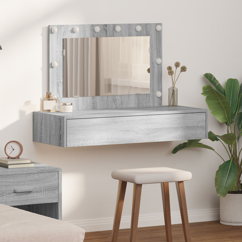 MDF 100 X 40 X 70 Cm Storage Dressing Table Rectangular, Grey Sonoma