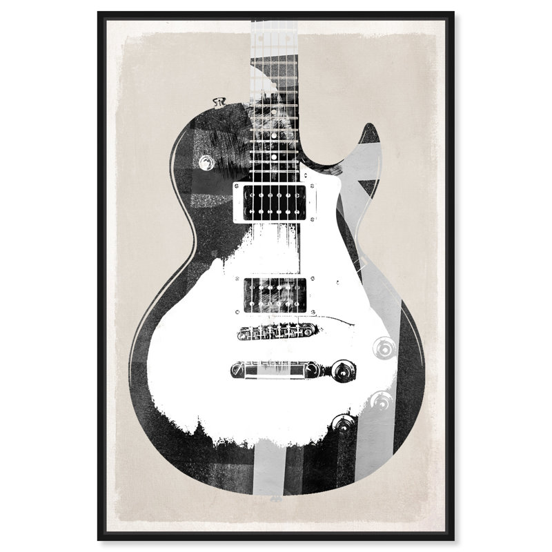 Guitare - impression, H 45 po x l 30 po, Cadre noir