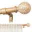 Tringle à rideaux en bois Boho, 1 po de diamètre Tringle à draperie ajustable robuste avec imitation grain de bois et faîteaux à motif de feuilles, style campagnard rustique pour fenêtres 32 à 144 pouces, brun-280279153-278905839