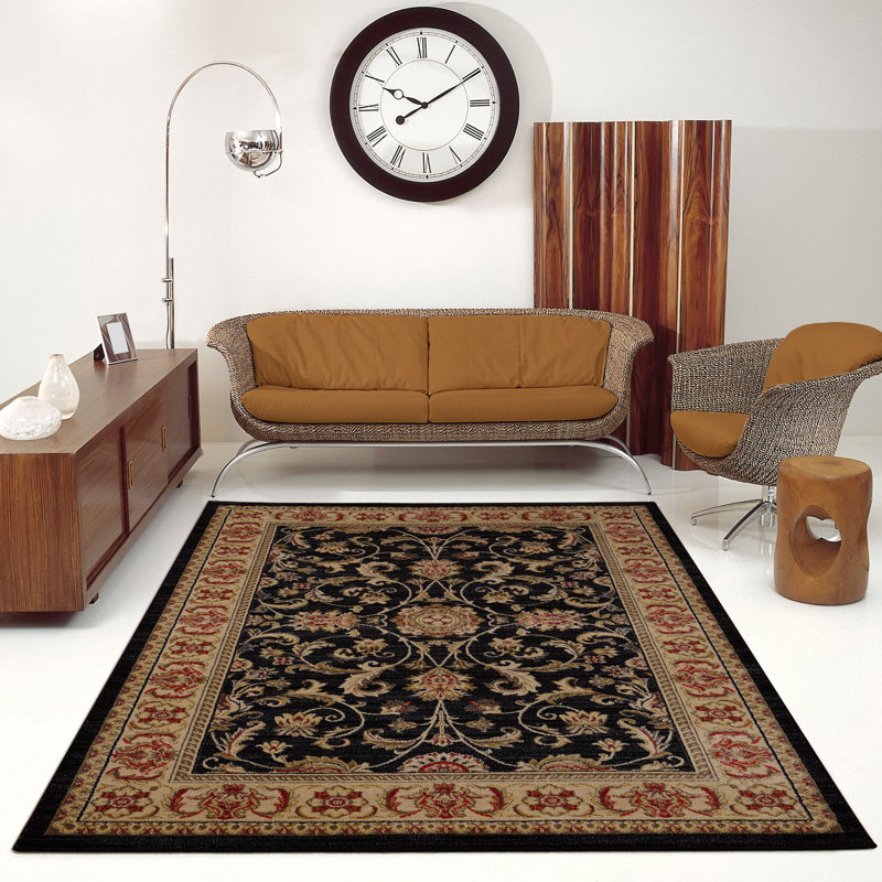 Tapis oriental noir Elbridge, Rectangle 3 pi 9 po x 5 pi 5 po