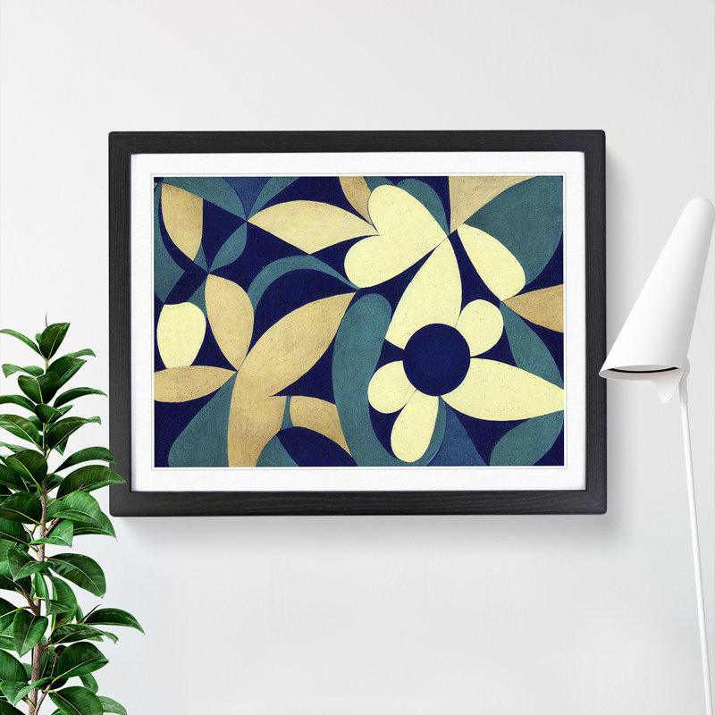 Bluebell Flower Abstract - Single Picture Frame Painting, Black Framed, 25cm H x 34cm W x 2cm D