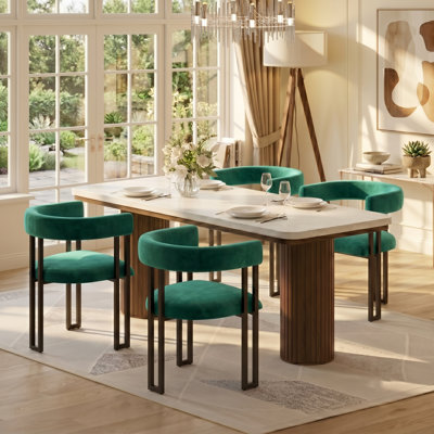 Modern velvet curved Dining Armchair