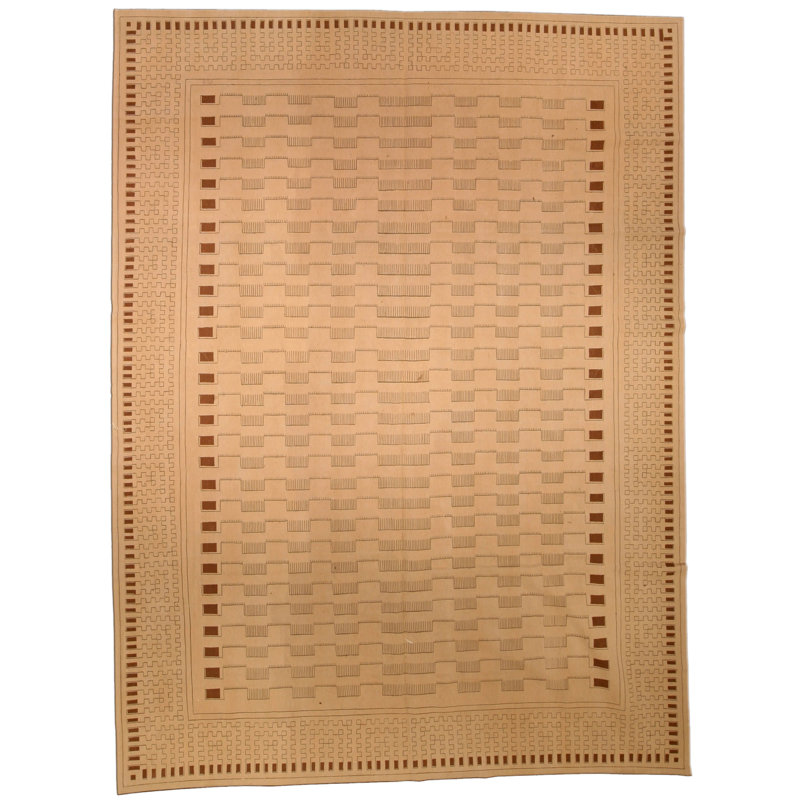 Tapis moderne en laine fabriqué à la main Aubusson de style moderne 8 pi x 11 pi Arthur Dunnam