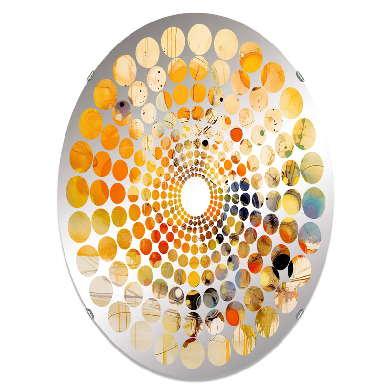 Miroir mural abstrait abstrait et orange, L 20 po x H 30 po