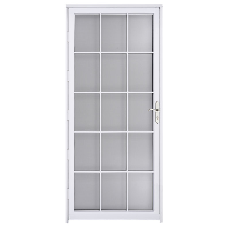 Porte de sécurité en acier gris de luxe Grisham, porte de tempête en fer 36 × 80 pouces, blanc, L 36 po x H 80 po, Blanc