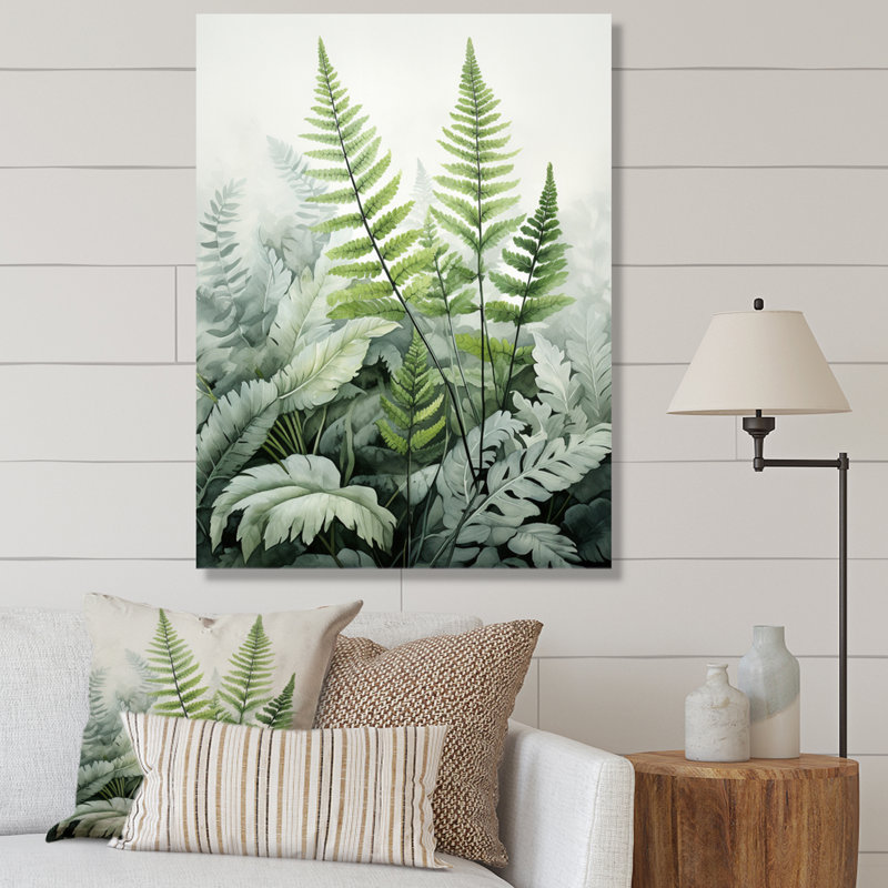 Figurine Logemann Minimal Ferns Emerald Reverie II - Fougères, H 20 po x l 12 po, Toile tendue