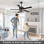 Ventilateur de plafond 52 "en cristal avec lumières, télécommande et moteur silencieux, ventilateur de lustre moderne pour la salle à manger / salon de la chambre à coucher