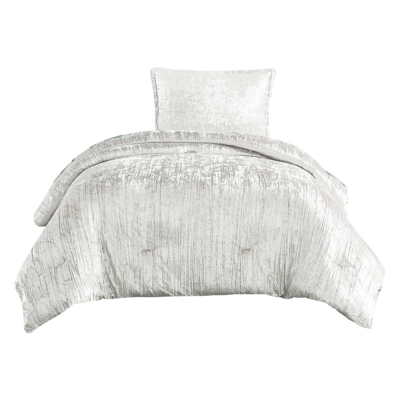 White Twin Velvet 2-Piece Comforter Set